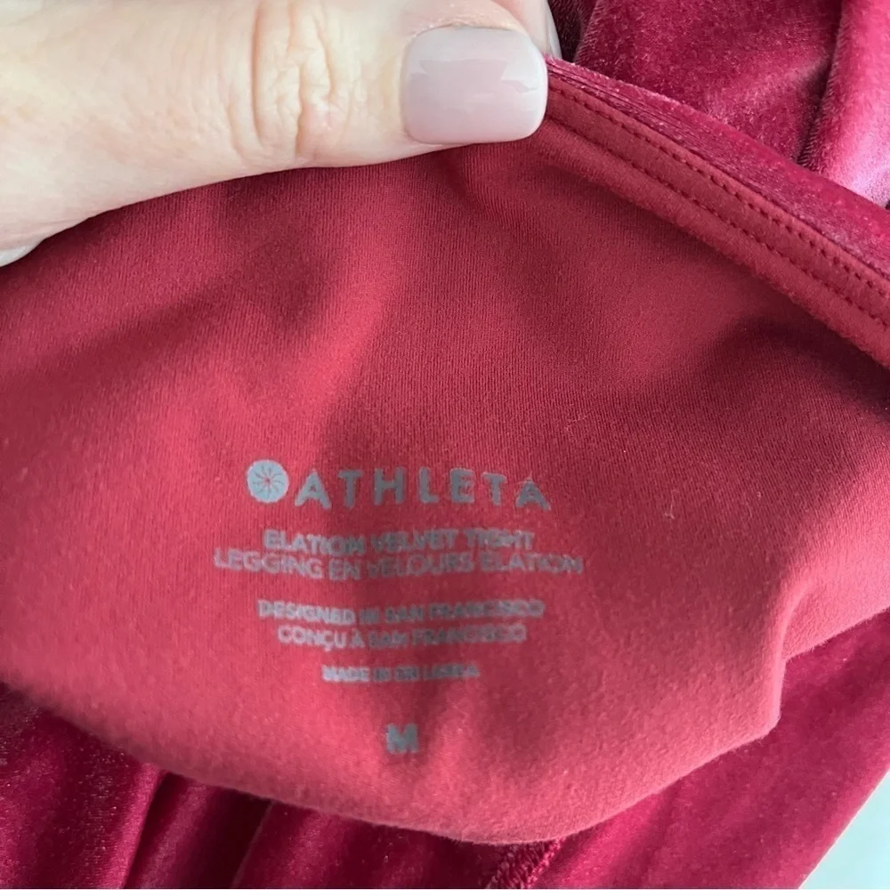ATHLETA‎ Elation Velvet Tight Leggings and Cropped Workout Top Matching Set